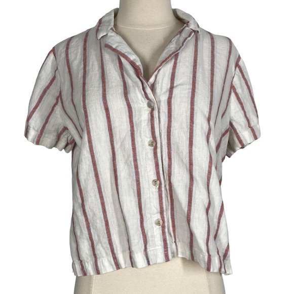 UNIVERSAL THREAD Linen Blend Cropped Collared Shirt - Picture 1 of 6